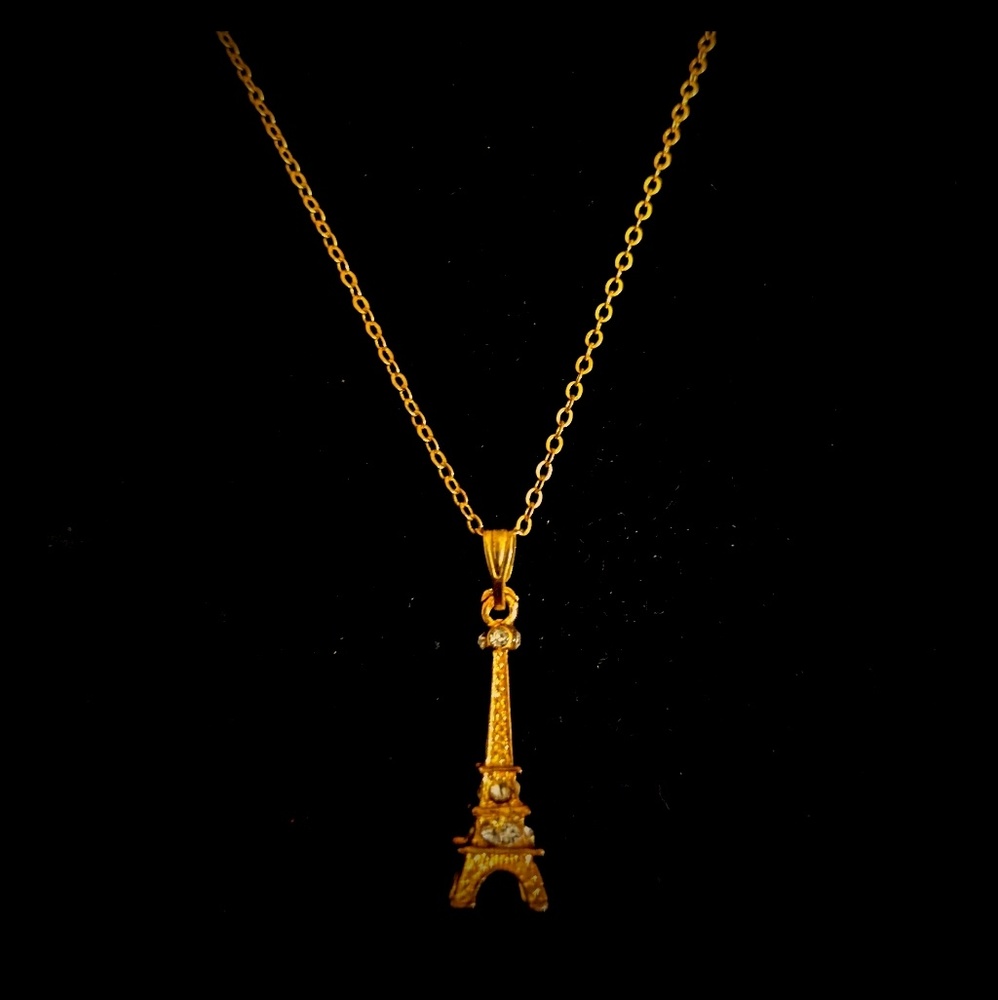Gold Tone Eiffel Tower Necklace